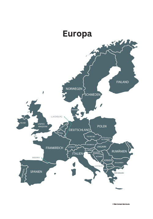 Europakarte zum Eintragen der individuellen Resieroute mit dem Wohnmobil