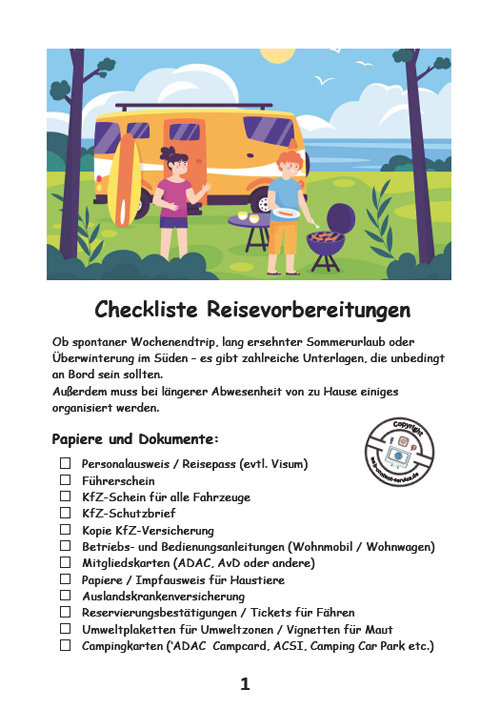 Checkliste Reisevorbereitungen